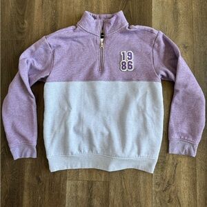Purple and blue Quarter-Zip Sweatshirt, 1986 Original Use, women’s size medium.